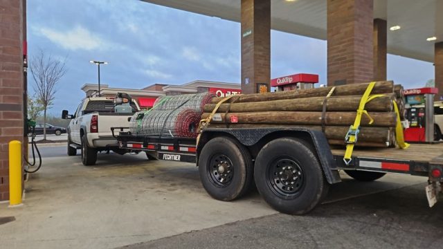 Lumber Trailer Lumber on the back of a pickup truck trailer